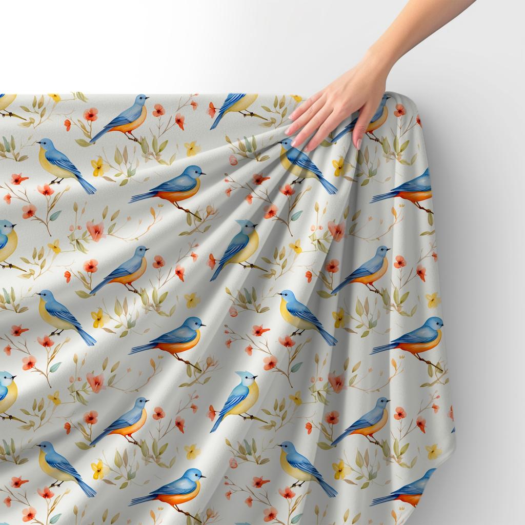 Royal Samt Stoff Polyester Zum Nähen - Motiv Vögel - Rdx2429