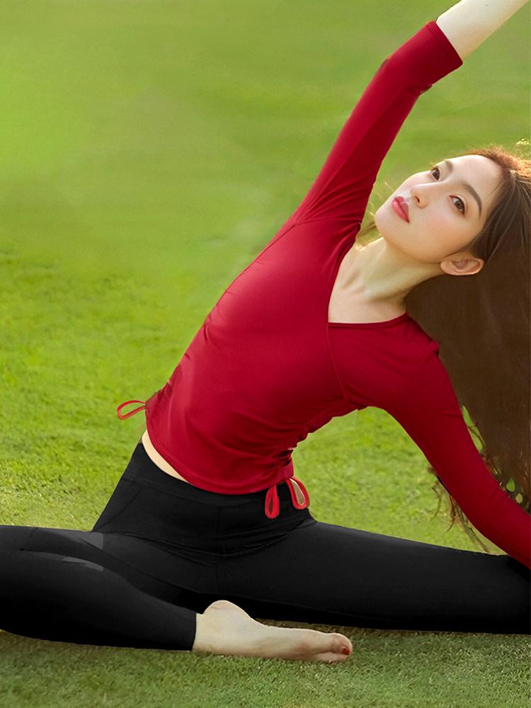 

Ankela Women s Red Yoga Clothing: Slimming Long Sleeve Autumn/Winter Style for Pilates, Stylish & Sexy with Drawstring. L (110-120 cm)