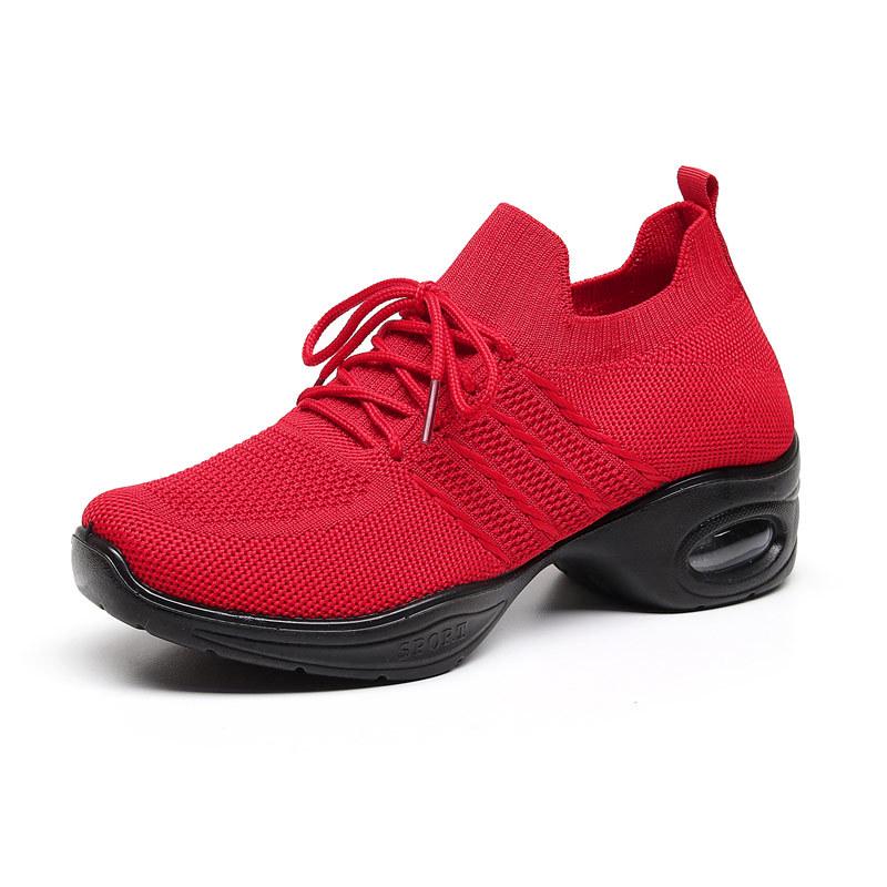Spring Women's Versatile Flyknit Cloth Shoes, Breathable Non-Slip Soft Sole Dance & Casual Shoes