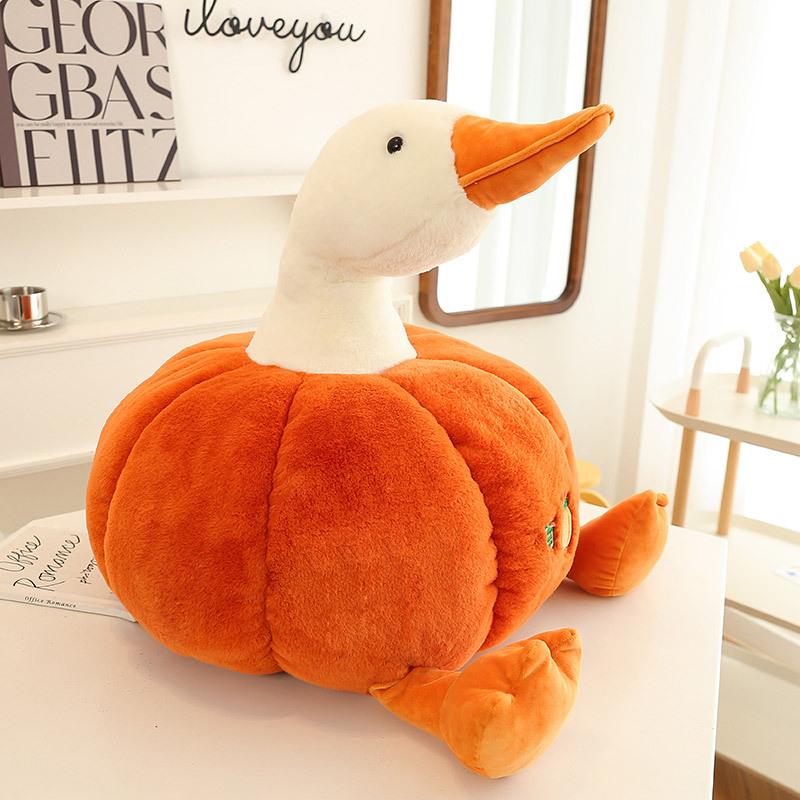 Cute Pumpkin Duck Plush Toy Bed Sleeping Doll Little Duck Doll Birthday Gift Female Living Room Cushion