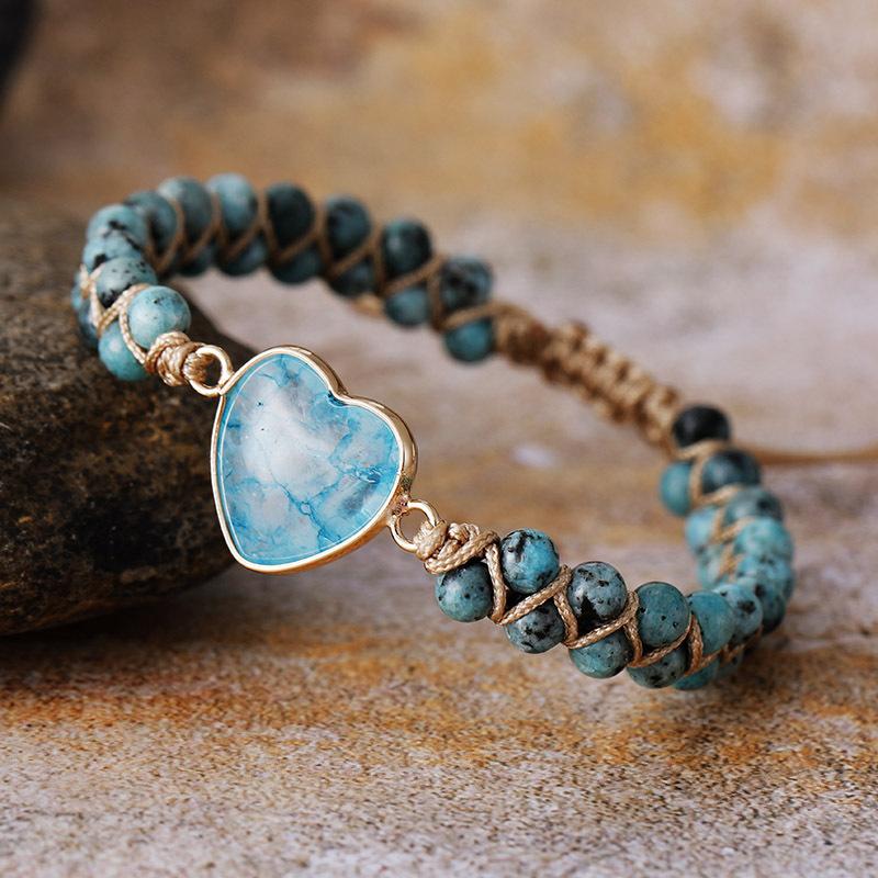 Water Drop Shaped Lapis Lazuli Natural Stone Hand Woven Winding Bracelet Adjustable Bracelet