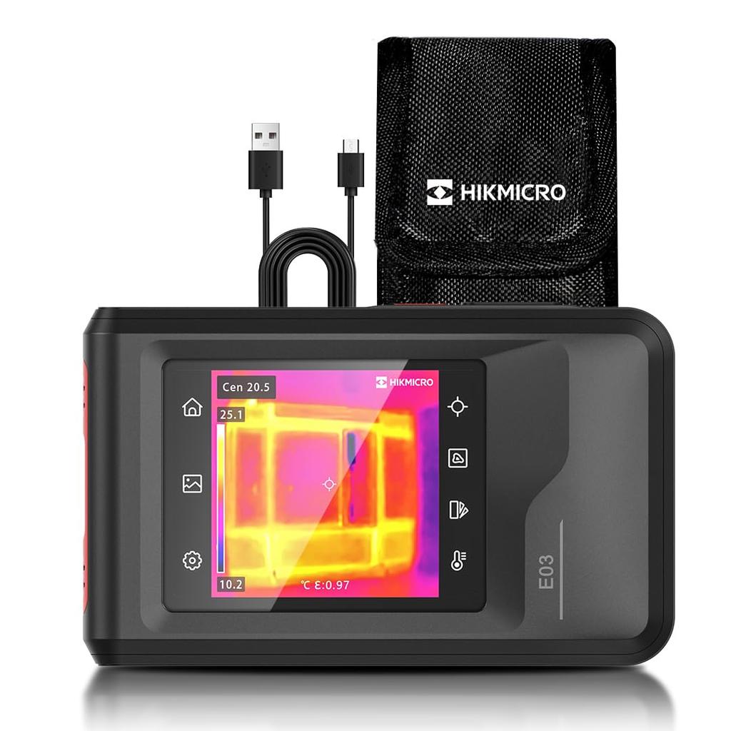 HIKMICRO E03 Thermal Imager Camera, 240 X 240 SuperIR Resolution, Infrared Camera, Visible Light Camera, Video Recording, 25 Hz Frame Rate, 3.5" Touch