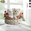 Bohemian Style Acrylic Cat Love Sculpture 2D Heart-Shaped Fantasy Desktop Decoration Clip Artistic Cat Theme Home Decor