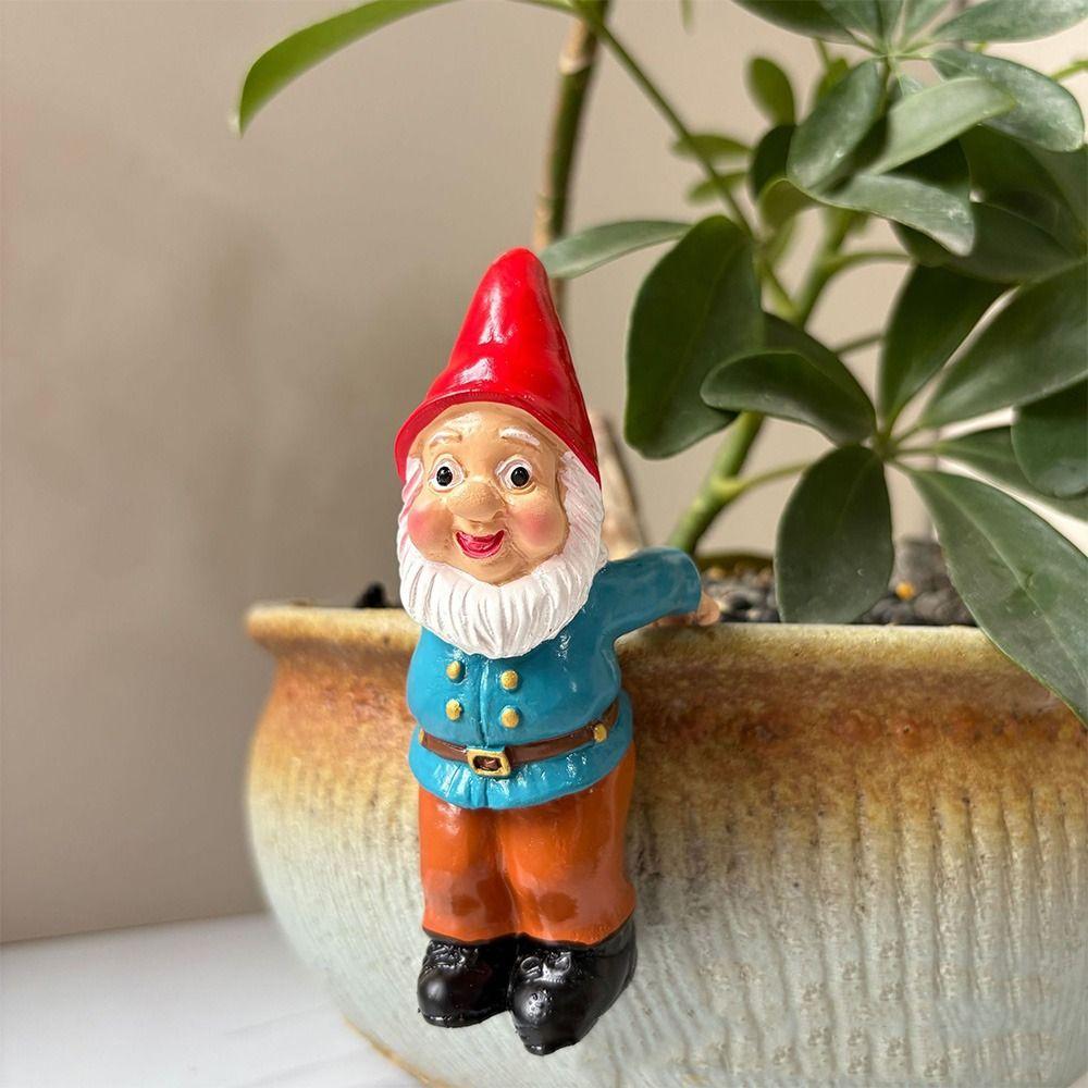 Resin Crafts Dwarf Hanging Flower Pot Cute Climbing Gnome Figurines  Home Decor