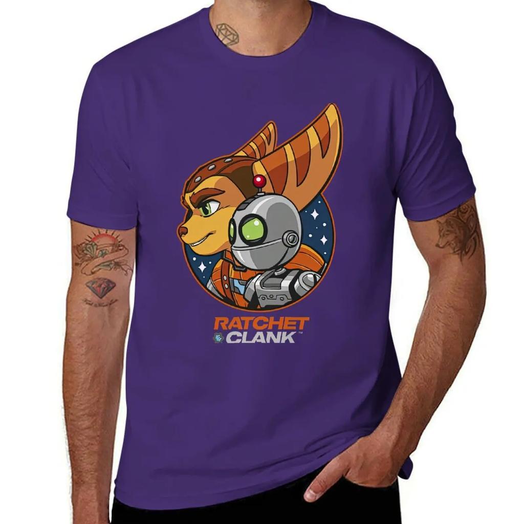 Koszulka z bohaterem Ratchet and Clank Rift Apart, figurki anime, ubrania hippie, ubrania plus size, koszulki męskie