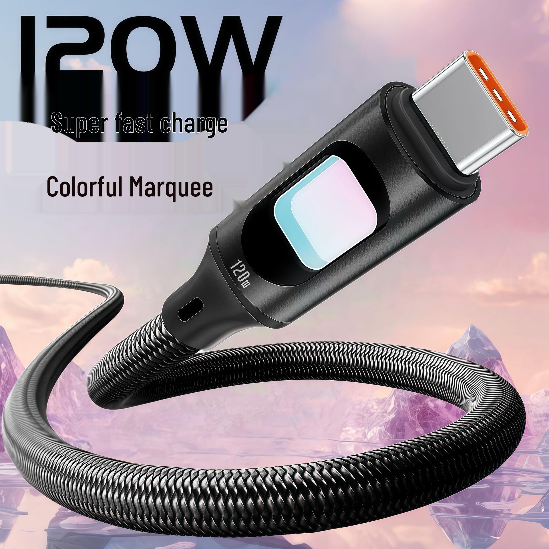 

Hollow Luminous 120W Fast Charging USB to Type-C Cable with Seven-Color Marquee