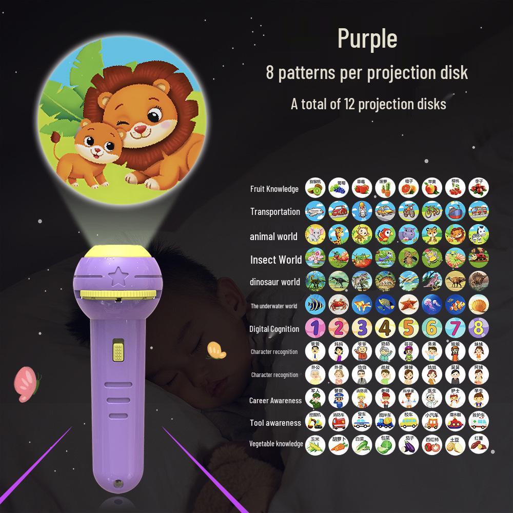 Children's Animal Projector Flashlight - Early Education Luminous Toy for Baby Picture Recognition and Cartoon Projection Gifts