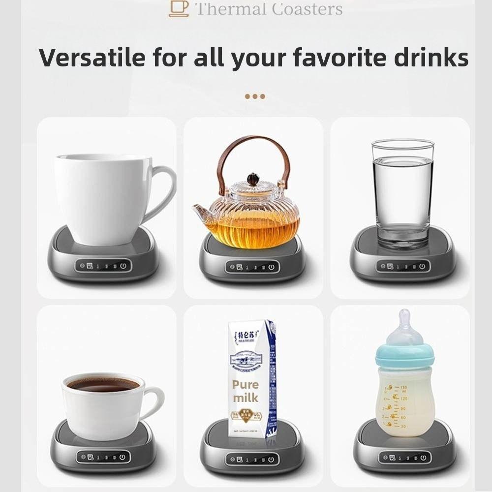 3 Temperature Setting Coffee Mug Warmer Timer Function Electric Heating Plate Desk Use
