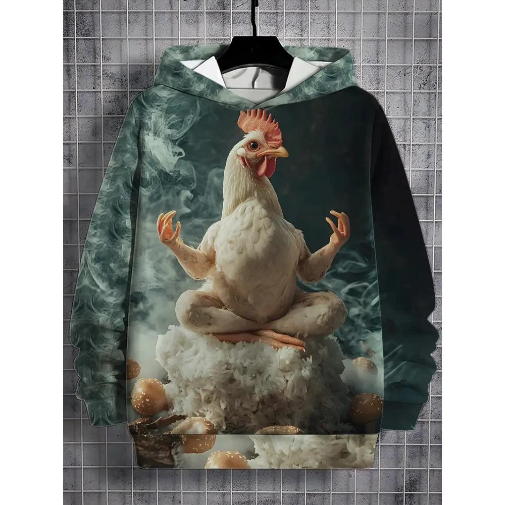Lustiger Tier Hühner Print Unisex Hoodies Herbstmode Street Herren Sweatshirts Lässig Locker Herren Bekleidung Oberteile Hoodies