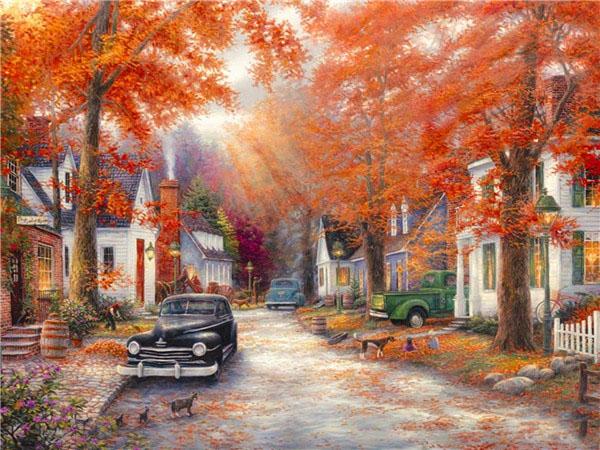 5D DIY Diamantmalerei Haus Landschaft Voll Platz Rund Stickerei Mosaik Baum Szenerie Heimdekoration