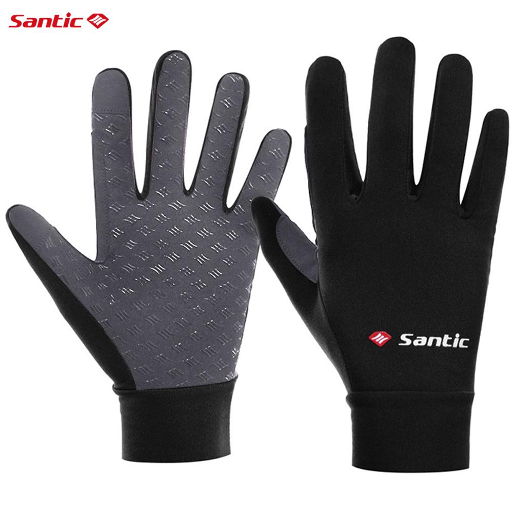 

Santic Men s Cycling Gloves MTB Bike Warm Plus Fleece Cold-proof Touch Screen Road Bike Full Finger Winter Gloves Asian Size S