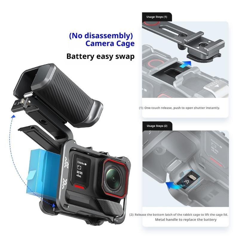 Aluminum Split Handle Grip For Action Cameras Detachable Metal Mounting Kit Enhances Stability For Outdoor Photography