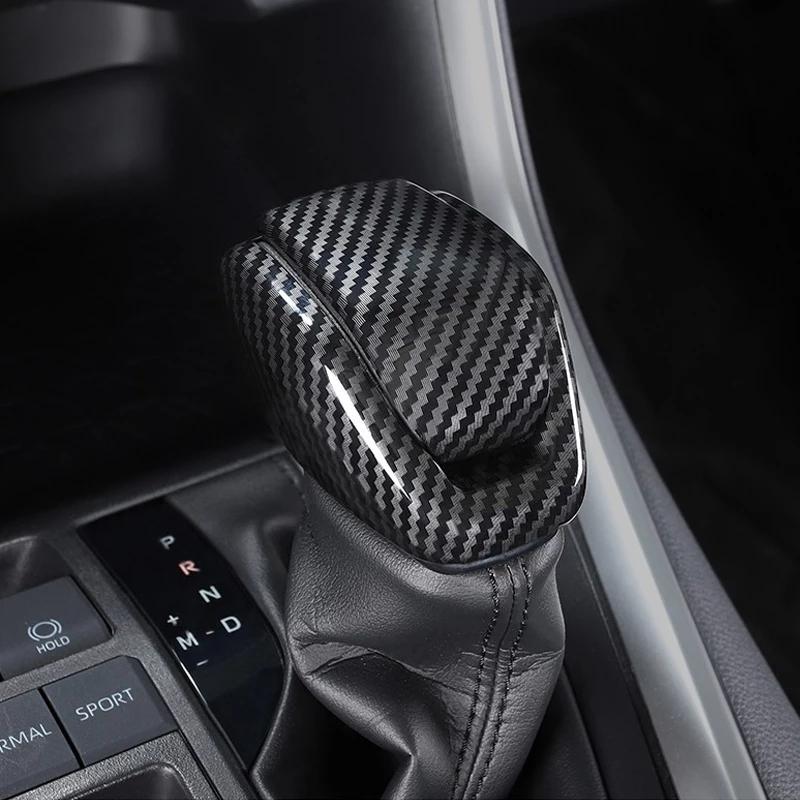 For Toyota Camry 2024 ABS Chrome Carbon Fiber Black Car Gear Shift Head Knob Frame Cover Trims Sticker Car Styling Accessories