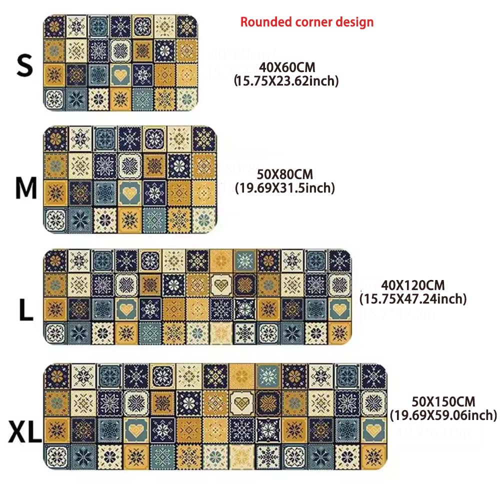 Retro Persian Kitchen Floor Mat Laundry Room Nonslip Long Strip Mat Interior Hallway Soft Rug Machine-washable Front Door Mat