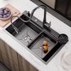Silver Nano Embossed 304 Stainless Steel Kitchen Sink Large Single Slot Home Improvement Multifunction Wash Basin For Kitchen