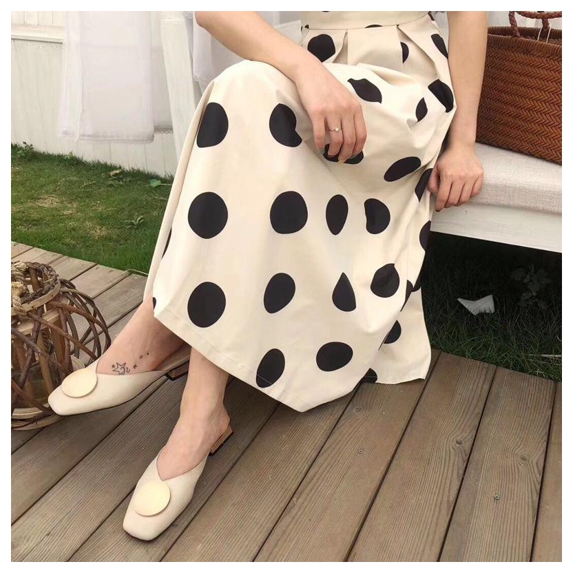 Designer Women Slippers Slip On Mules Flat Heel Casual Shoes British Buckle Slides Wooden Block Heels Summer Footwear