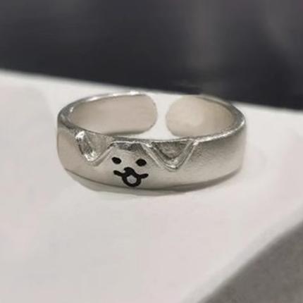 2 stk Kawaii Katt Hund Dyr Parring Ring for Kvinner Menn 2026 Mote Størrelse Justerbar Kjæreste Ringer Valentinsdag Fest Smykker Gaver