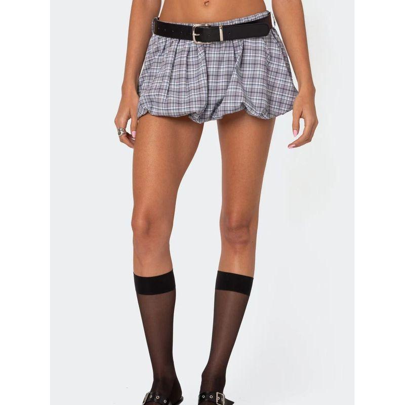 

Edikted Pp Same Style Retro Gingham Bud Skirt Fluffy Skirt American Low Waist Half Body Miniskirt Sexy Women