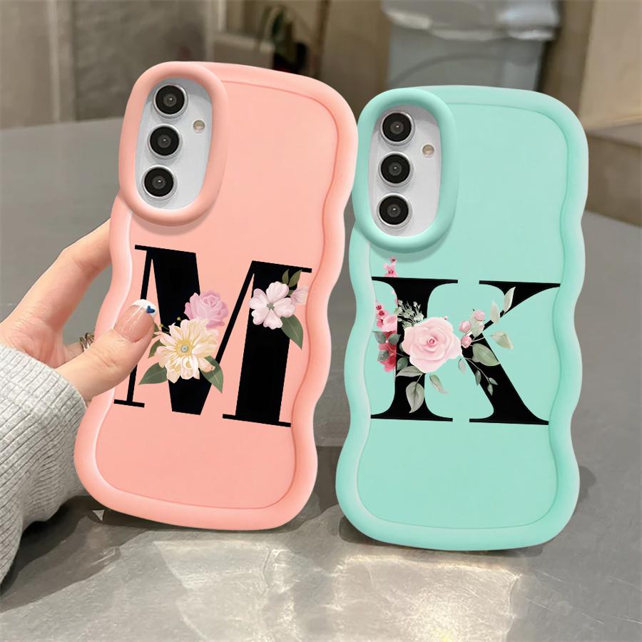 Flower Letters Case for Samsung Galaxy A14 A52 A11 A16 A21s A12 A13 A15 Soft Phone Cover A06 A33 A04 A23 A22 A03 A05 A53