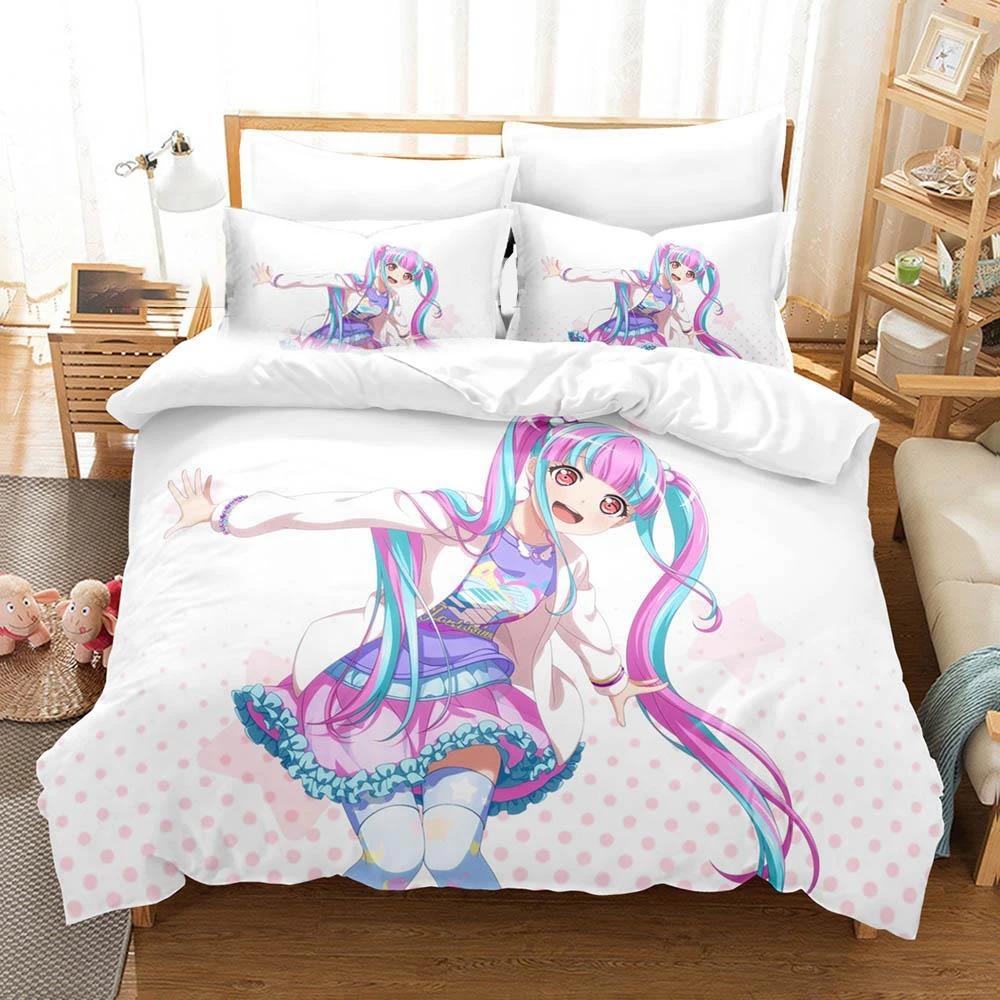 Raise A Suilen Reona Nyubara Bettwäsche-Set für Jungen und Mädchen, Twin-Queen-Size-Bett, Bettbezug, Kissenbezug, Bett, Kinder, Erwachsene, Heimtextilien