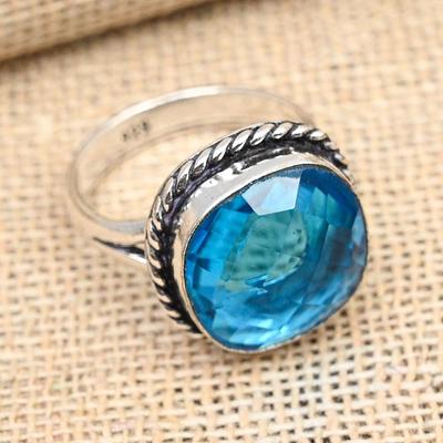 Ručne vyrobený dámsky prsteň zo striebra London Blue Topaz Gemstone 925