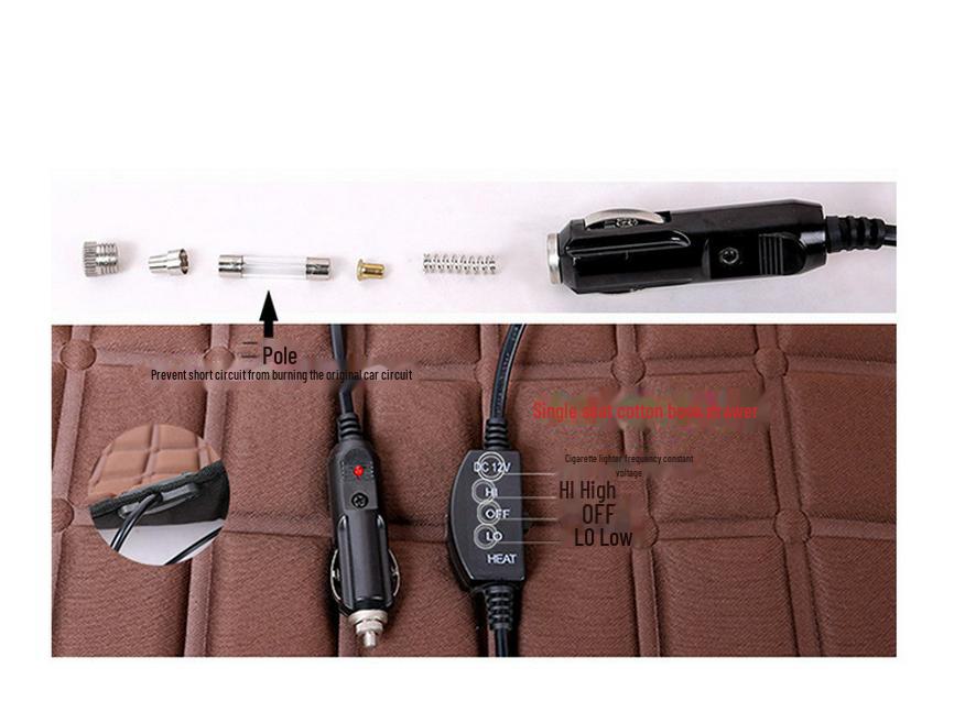 Pernă universală pentru scaun auto încălzită 12V cu spătar pentru iarnă