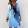 Women's Long-sleeved Casual Midi Dresses V-Neck Print  Casual Dress
