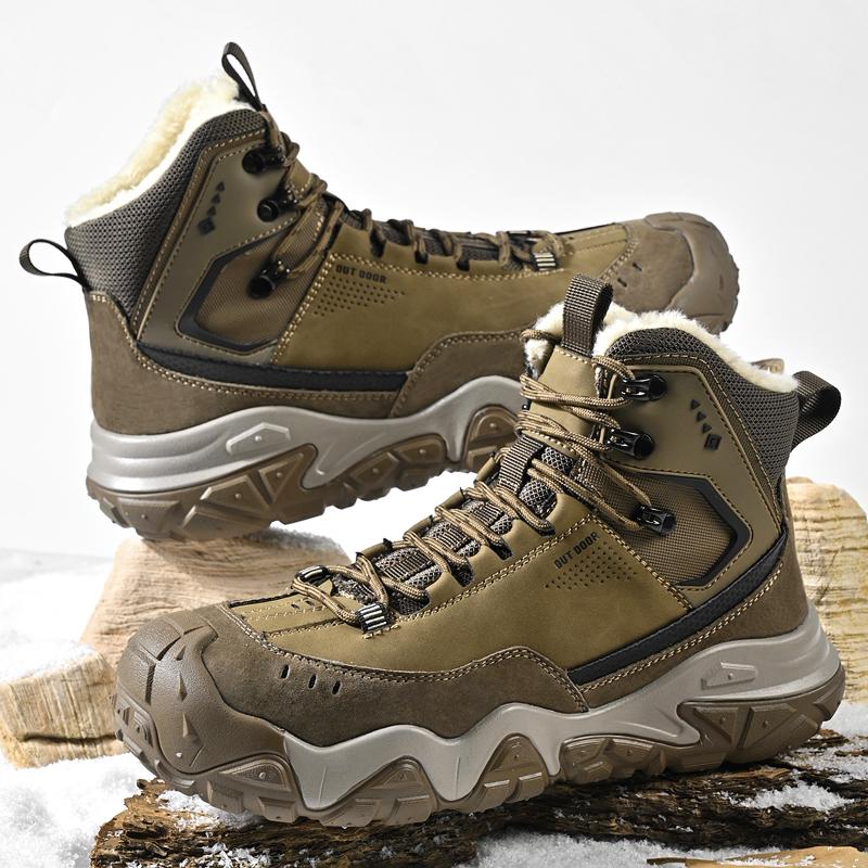 Comfy Leather Men's High Top Shoes Fashion Men Ankle Boots New Design Outdoor Hiking Boots Non-Slip Male Casual Shoes Sneakers