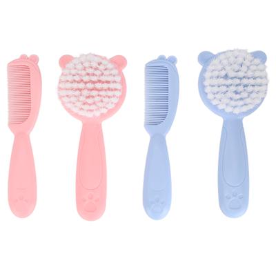 2 Set Baby Hair Brush and Comb Set Soft Nylon Bristles Comfortable Grip Multifunction Baby Hair Brush with Hair Comb