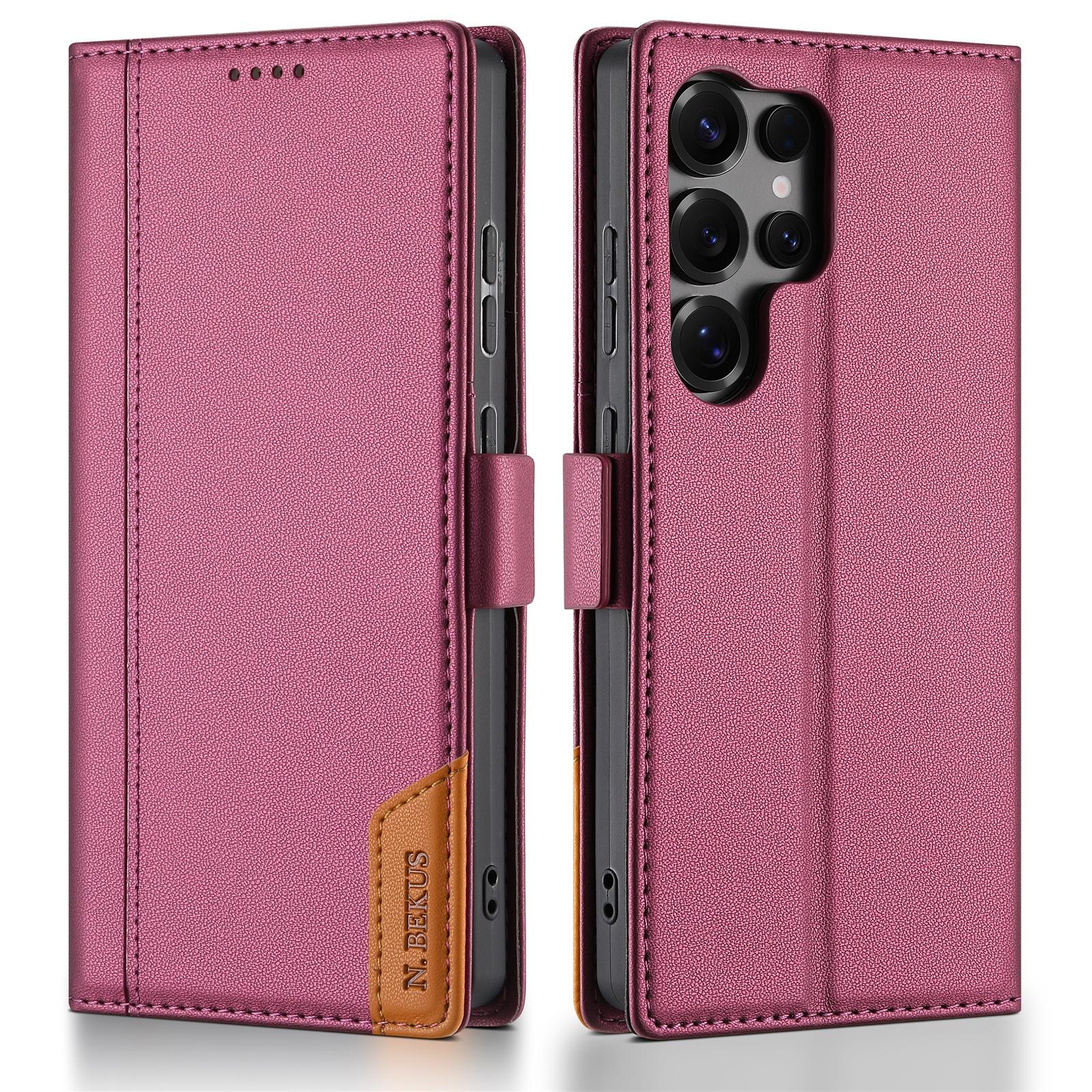 

Luxury Leather Wallet Phone case For Samsung S26 Ultra S25 Plus S24 S23 A36 A56 Flip Strong Magnetic Book Business RFID Cover Galaxy S23+ кларет