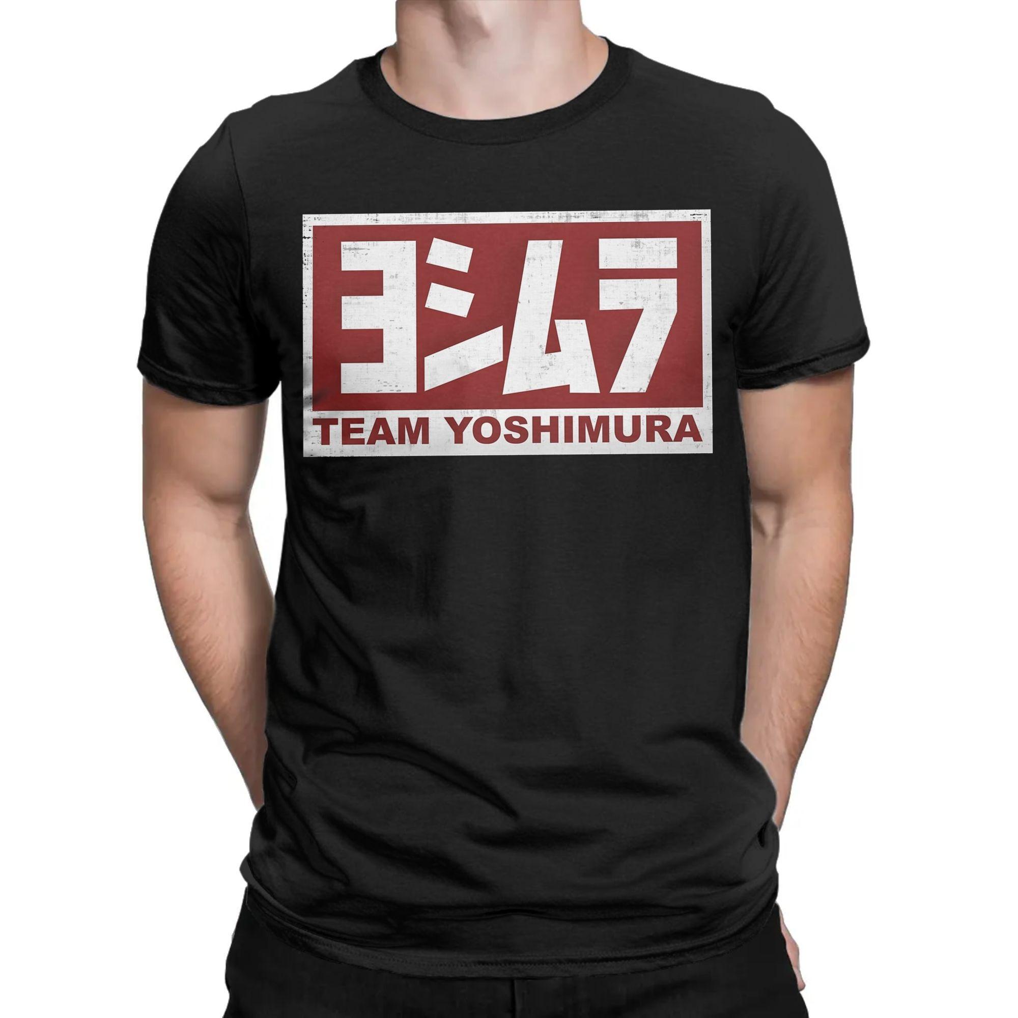 Футболка Team Yoshimura Japan Super Bike для мужчин, 100% хлопок, модная мужская футболка с круглым вырезом и коротким рукавом S чёрный