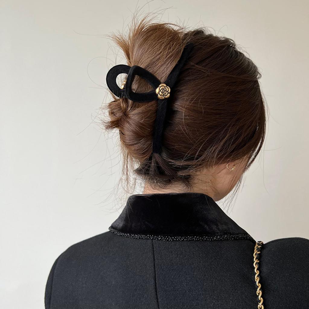 Camellia Flower Double-sided Plush Hair Clip