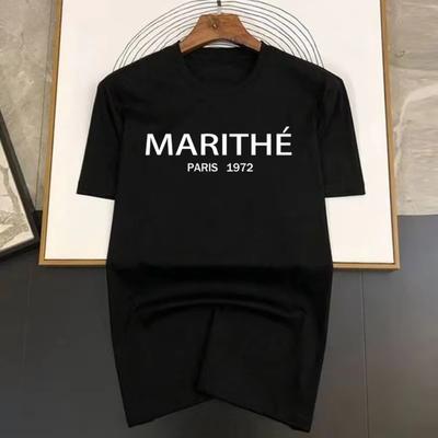 Marque de Luxe MARITHE imprimé lettre femme Nouveau T-shirt Homme Tops Été Manches Courtes T-shirt Mode 100% Coton T-shirt Homme