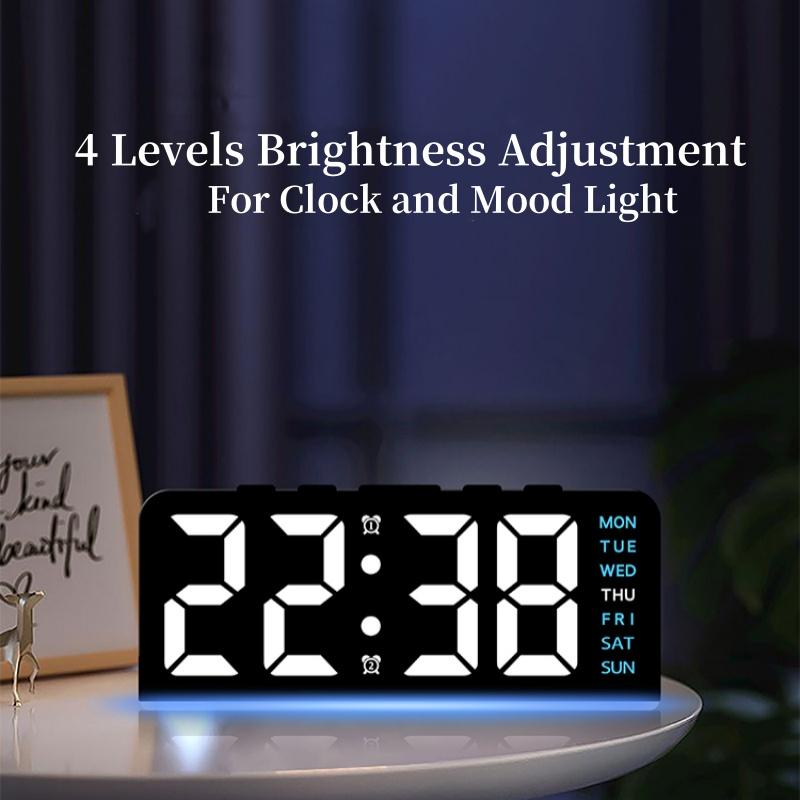 Digital LED Alarm Clock Desktop Table Clock Night Light with Time Temperature Display Backlight Snooze Clock Modern Decor