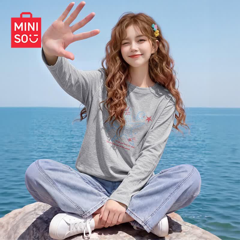 MINISO Women's Pure Cotton Long-Sleeve T-shirt