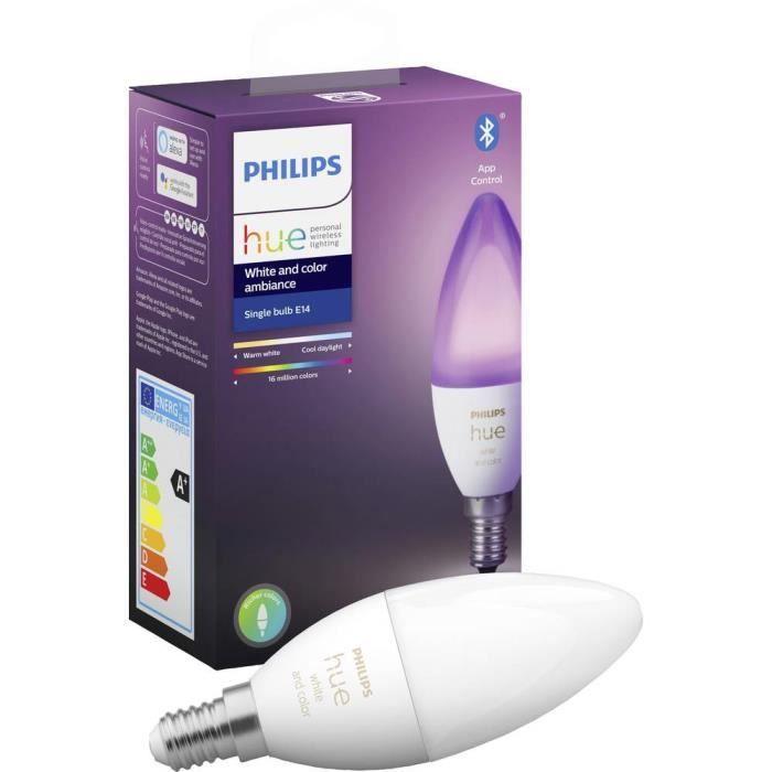 Ampoule LED - PHILIPS - Hue White &amp; Color Ambiance - E14 - Flamme - Intérieur