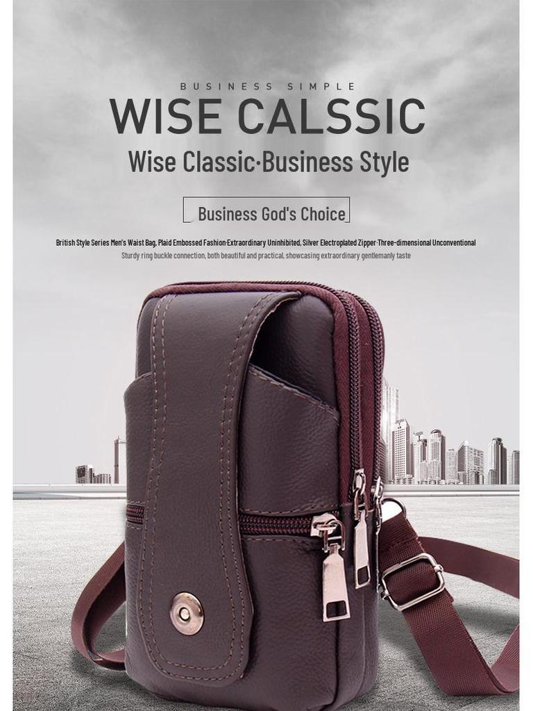 Herren Echtleder Umhänge-Bauchtasche & Münzbörse für den Außenbereich