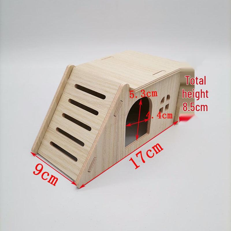 Solid Wood Double-Layer Hamster House with Swing & Seesaw