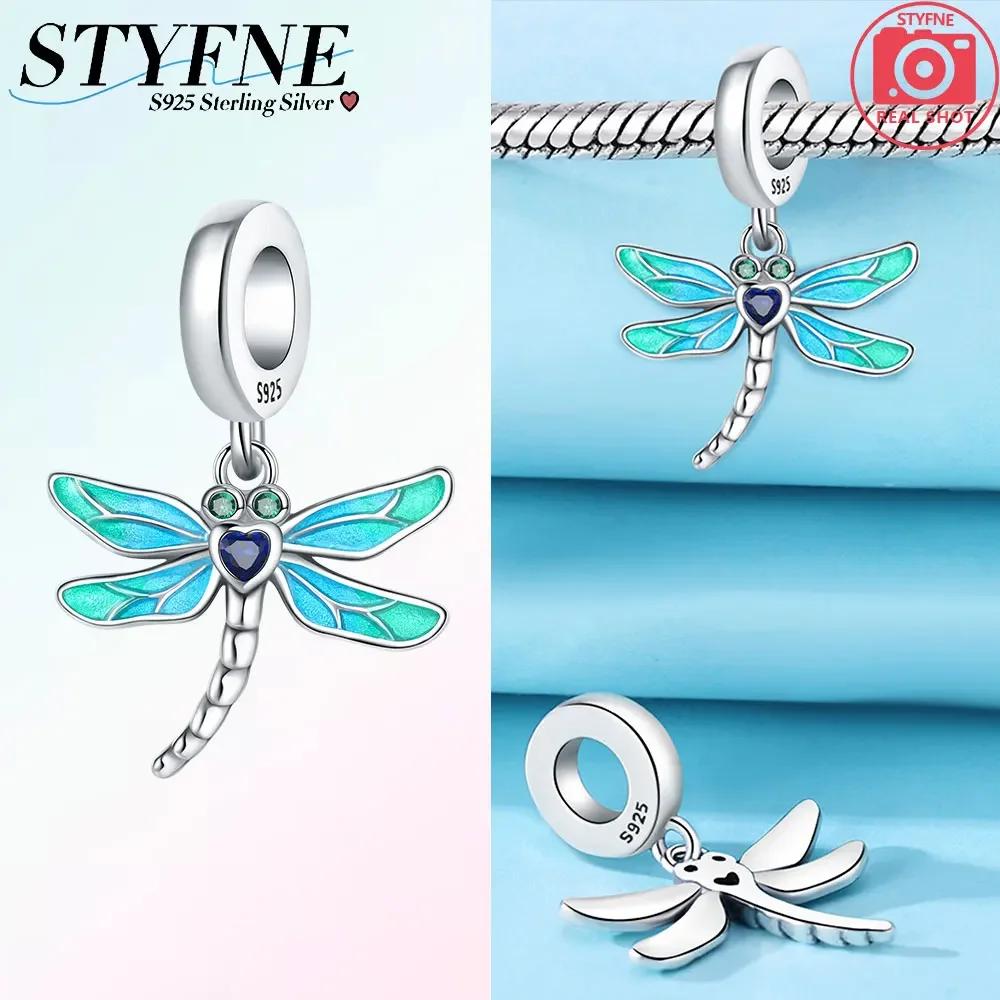 New Copper Blue Gold Butterfly Dangle Charm Fits Original Bracelet Necklace Spring Series Fine Jewelry