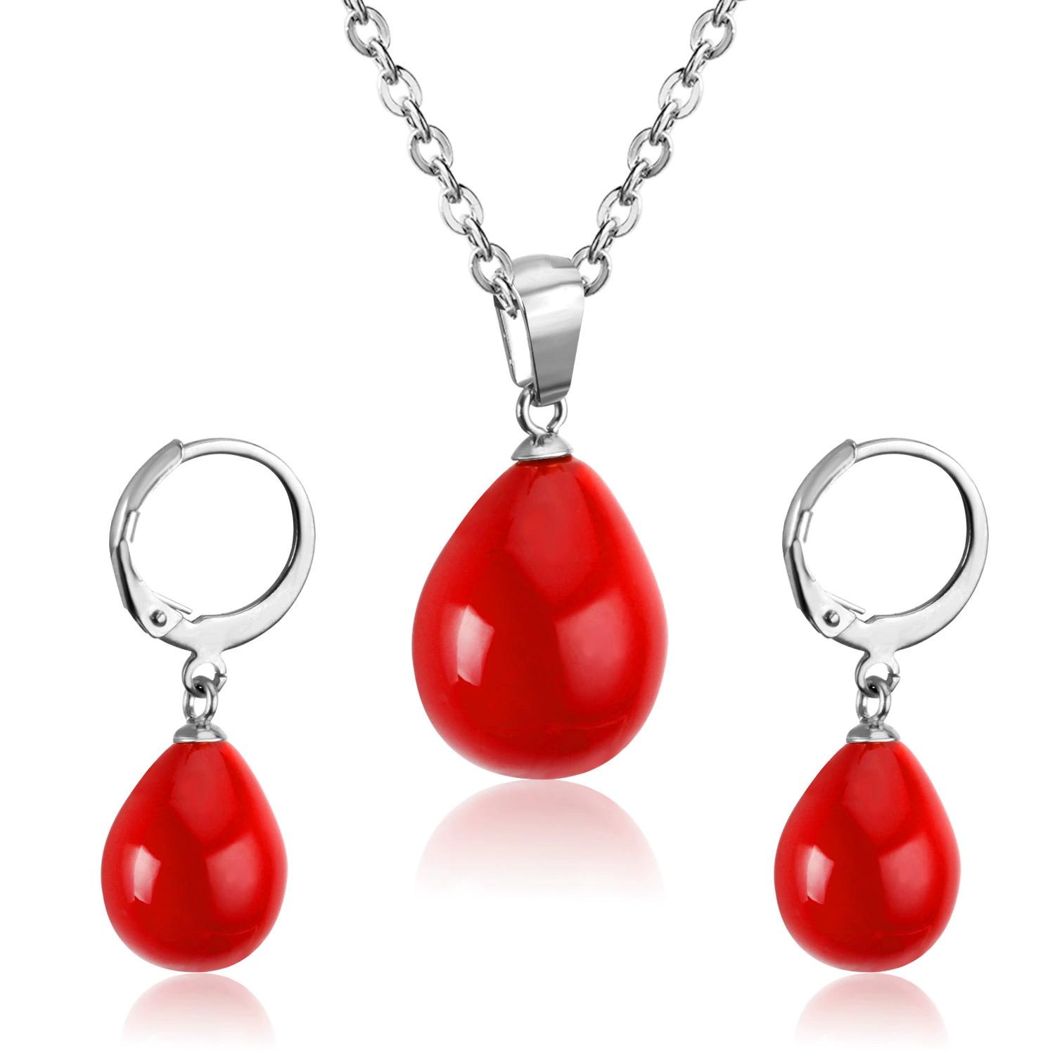 

Стерлингового серебра 925 пробы, цветной жемчужный кулон, ожерелье, серьги-кольца, белая слезинка для женщин и девочек, свадебная вечеринка, хорошие подарки