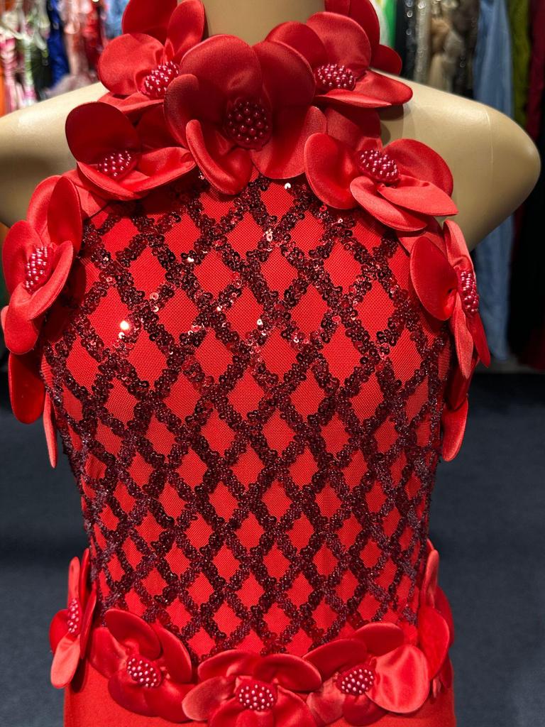 Elegant European and American Evening Gown: Sequined Floral High-End Sleeveless Long Bandage Dress