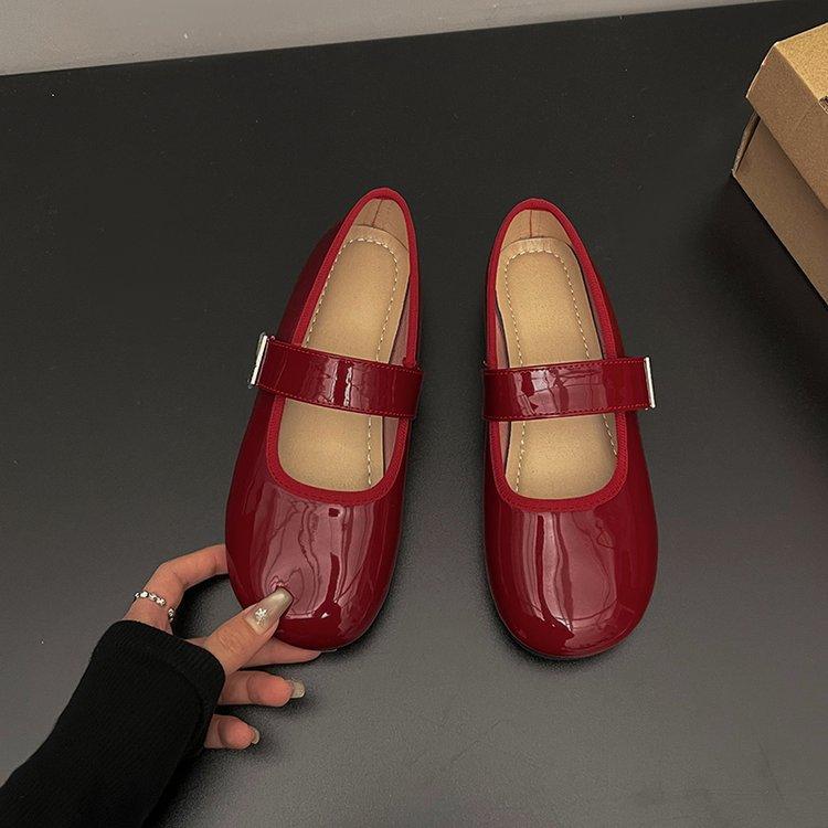 

Flat shoes Korean version shallow mouth word with round head Mary Jane shoes women s shoes early spring new soft-soled single shoes ballet shoes 40