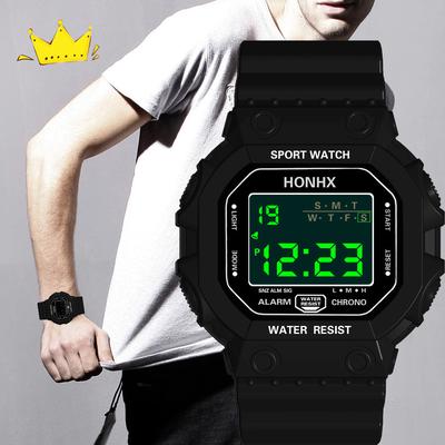 men's black rubber speedometer digital wrist led watches