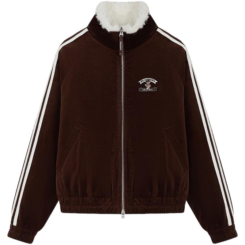 Teenie Weenie Bearnova Women s Color-Block Faux Lamb Wool Collar Padded Jacket S