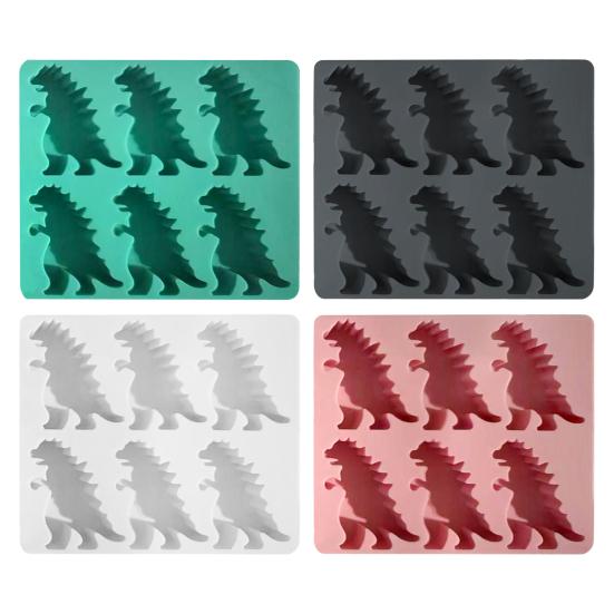 Dinosaur Ice Cube Mold Easy Fill Release 6 Cavity Gojira Ice Tray Freezer Safe Ice Maker for Summer Drinks Cocktail Party