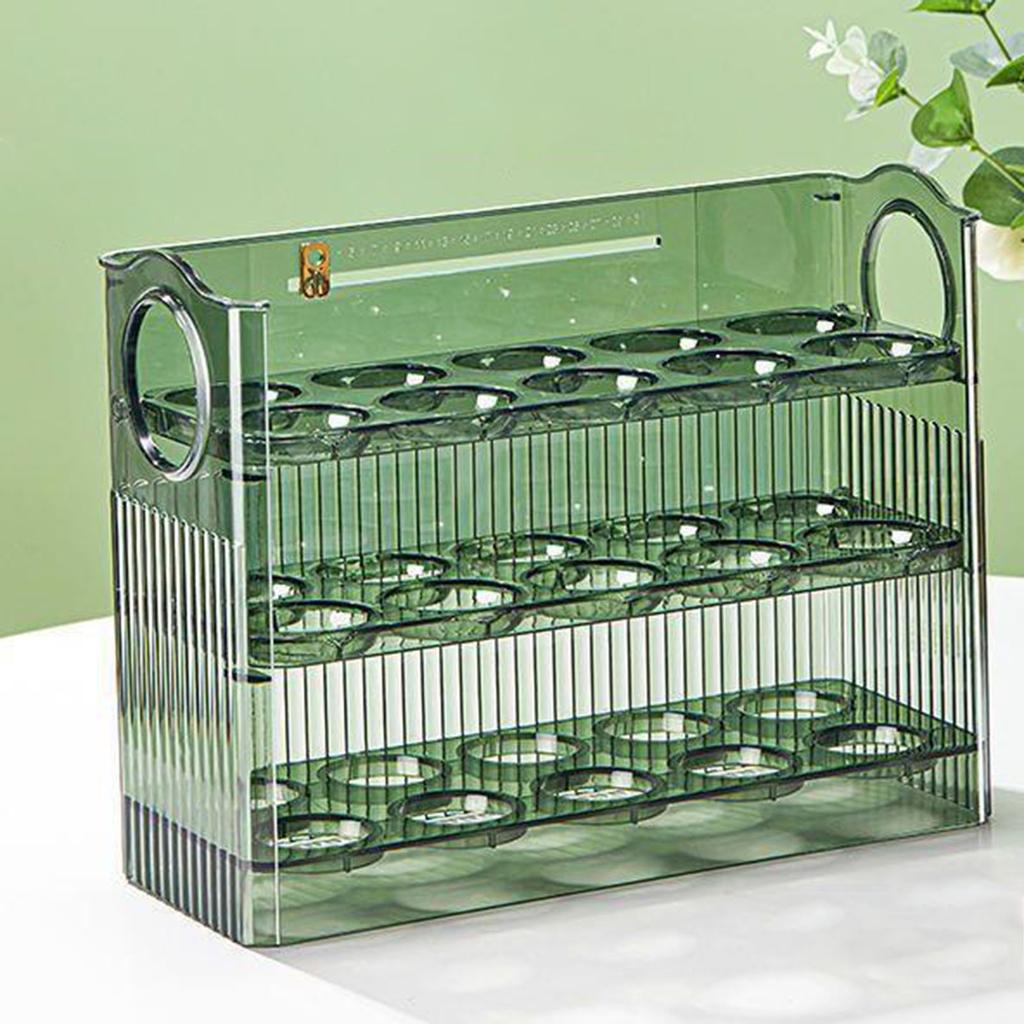 Egg Storage Box For Kitchen Large Capacity Egg Tray With Handle Multi Layer Anti Fall Egg Holder Timing Egg Rack