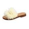 2025 Summer New Fairy Style Pearl Slippers Women Wear Flat Bottom Thin Bottom One Word Drag Beach Sandals with Skirt