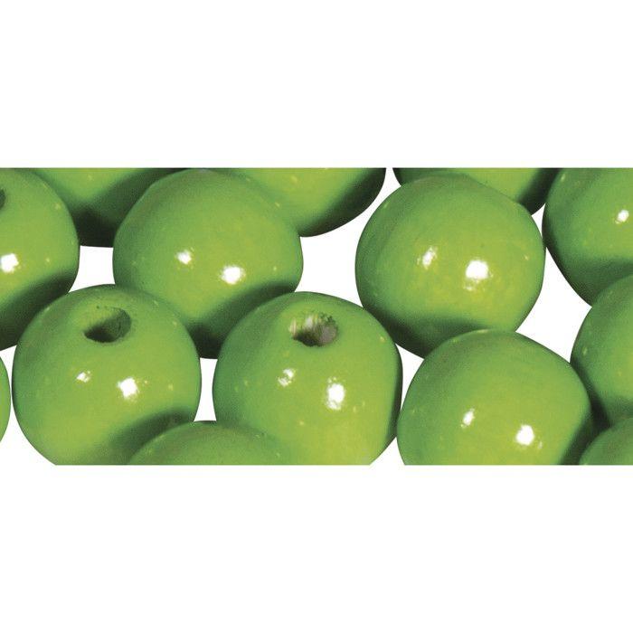FSC 100% Wooden Beads, Polished, 10mm Ø, Apple Green, 52 Pieces