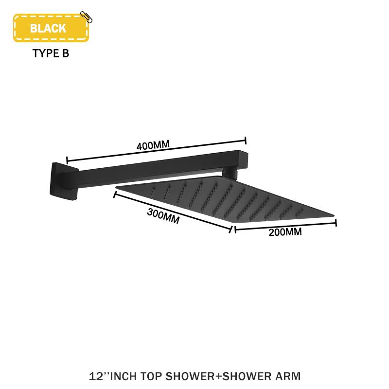 Stainless Steel Square Wall Mount Ceiling Mount Shower Arm And Spray Head Slim Booster Rain Shower Head Bathroom Accessories