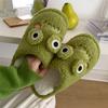 Fashion Women Faux Fur Slippers Cute Cartoon Frog Home Slipper Women Men Winter Warm Shoes Soft Plush Lovers Indoor House Floor Slides